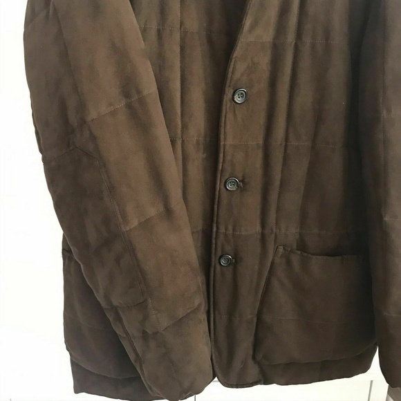 BLACK SAKS FIFTH AVE Size Medium Brown Soft Microfiber Suede Coat Lined Pockets - Picture 5 of 10